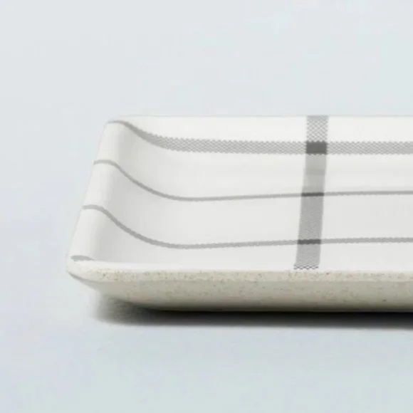 Hearth & Hand With Magnolia 4 Pack Grid Pattern Bamboo Melamine Appetizer Plates - Picture 3 of 6